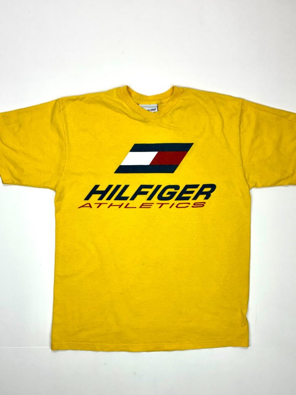 Vintage Tommy Hilfiger Athletics Logo Tee Yellow 90s M